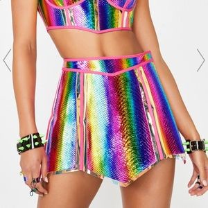 PRISMATIC EMPRESS HOLOGRAM SKIRT